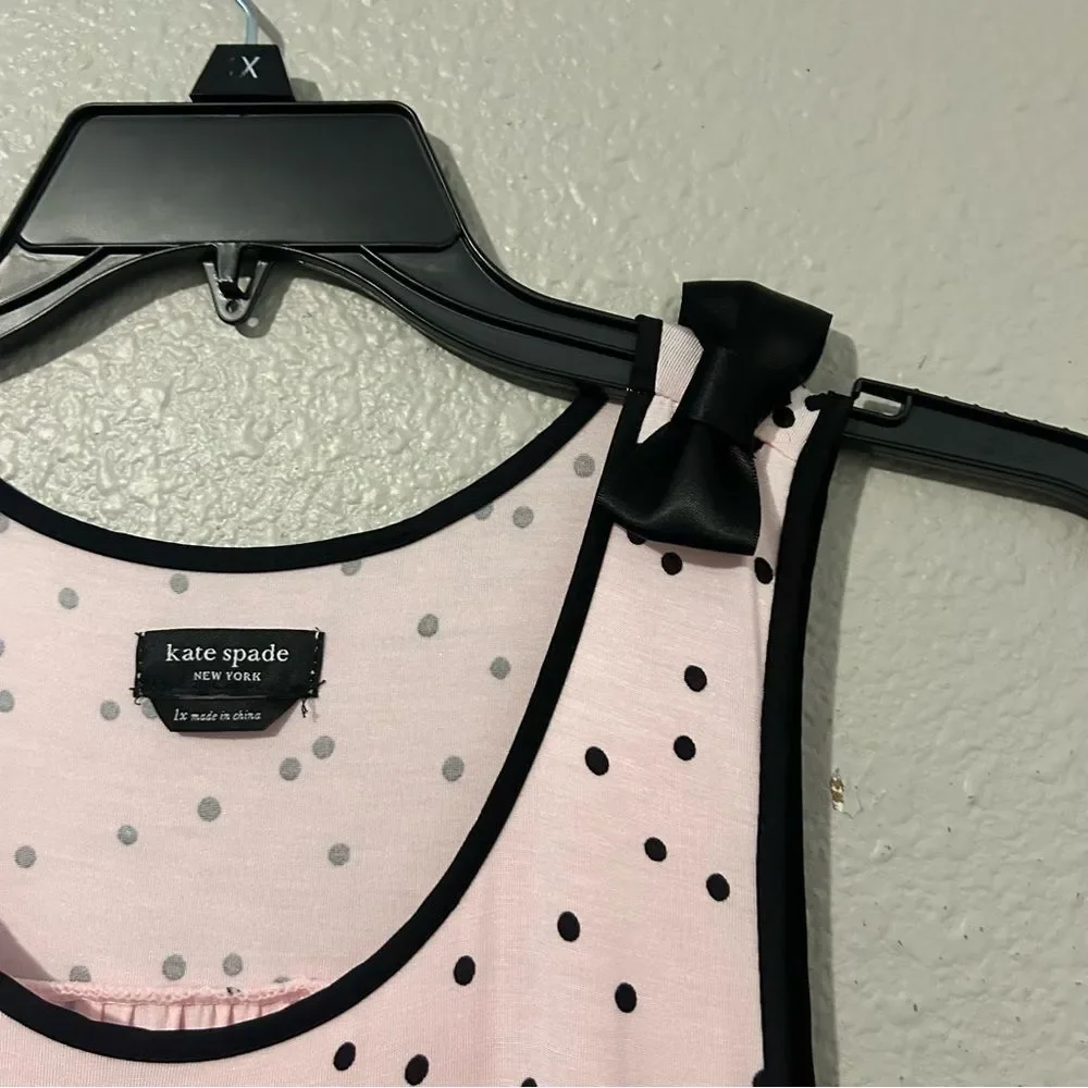 NWT Kate Spade New York Dot-Print Jersey Knit Chemise Pink/ Black Size 1X